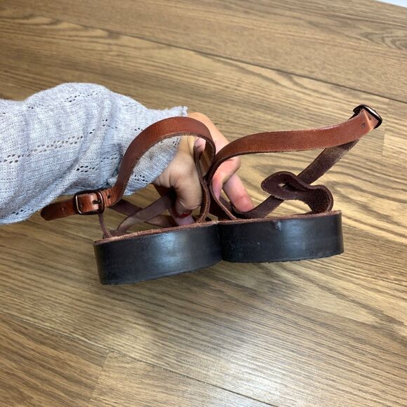 Biblical Jerusalem Size 40 8.5 - 9 Women Brown Leather Strap Buckle Handmade - Picture 5 of 10